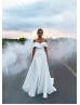 Off Shoulder White Satin Elegant Wedding Dress